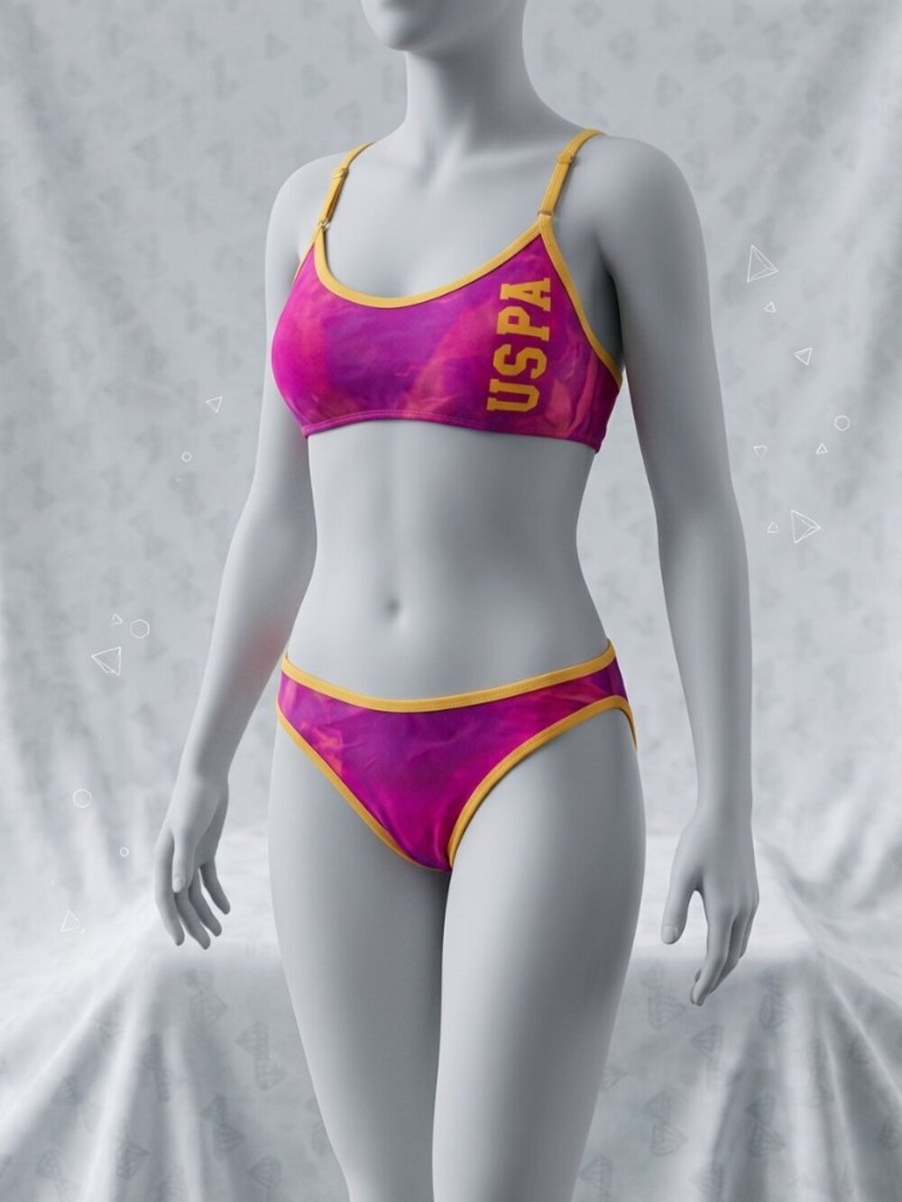 Uspa Size Small Tie Dye Neon Pink/Orange 2 Piece Bikini